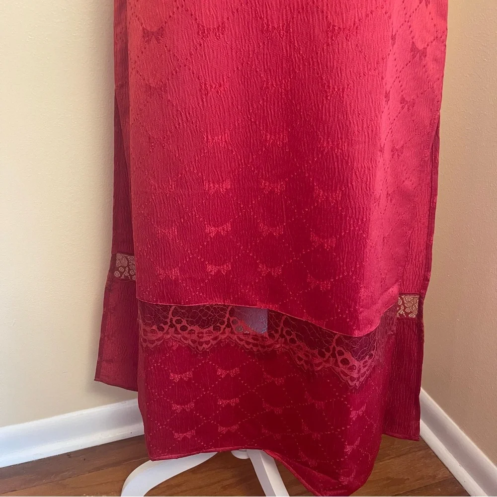 Free People Foolish Heart Midi Dress Red Dahlia Lace Satin NWT Romantic Boho S - Picture 10 of 11